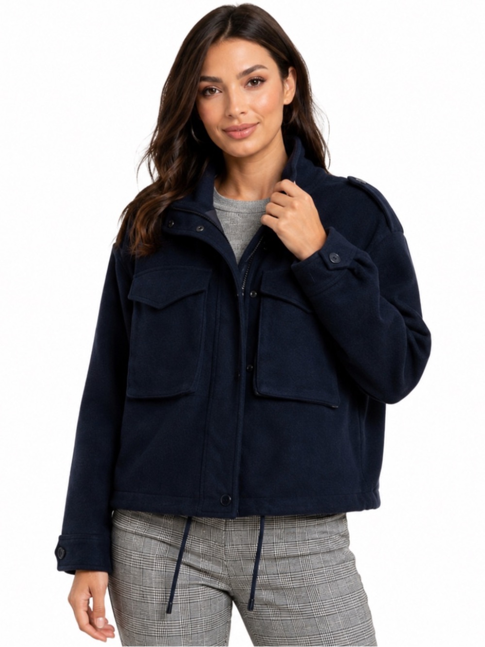 NWT Nine West Navy Sherpa Lined Utility Jacket Size M